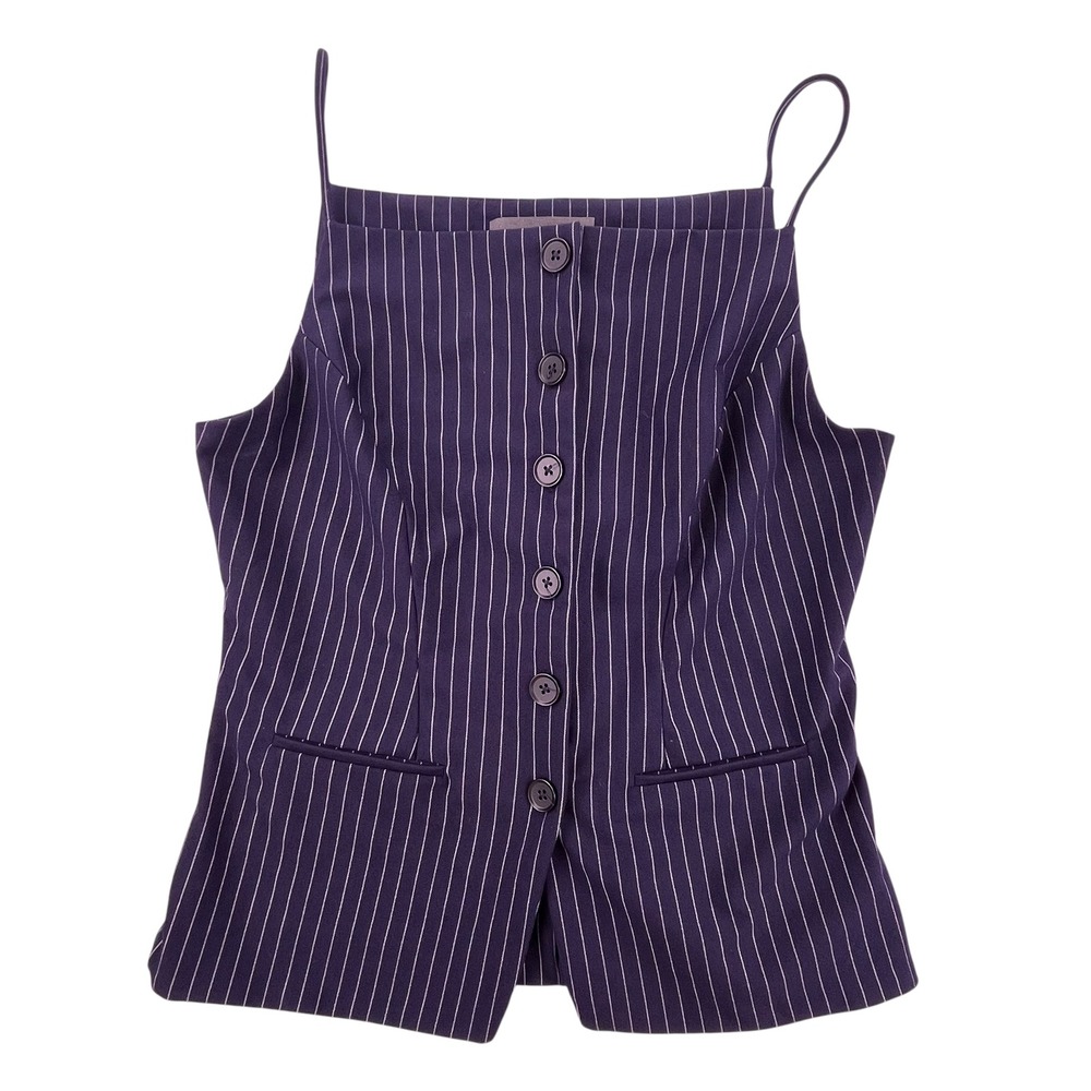 Sunday in Brooklyn Navy Blue Pinstripe High Waisted Tailored Trousers Pants Sz M